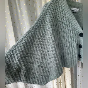 Mint Oversize Batwing Dolman Sleeve Knit Crop Cardigan Sweater thumbnail 4