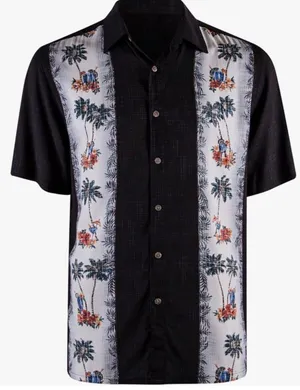 Campia Moda Short Sleeve Hawaiian Button Down Top Black Size XL thumbnail 1