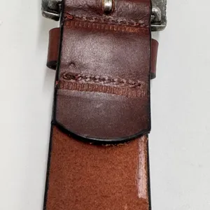 American Bison Large Brown Leather Western Belt Pink Conchos Floral Accent NWT thumbnail 9