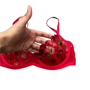 FOR LOVE & LEMONS Cerice Red Lace Cherry Lingerie Bra thumbnail 6