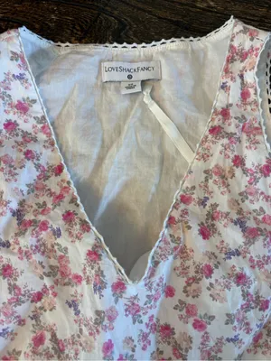 LoveShackFancy for Target Camille Babydoll Dress XS Pink Floral Lace Tiered thumbnail 4