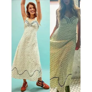 Free People Dainty Western Prairie Sweet Hearts Midi Dress in Ivory Combo Medium thumbnail 5