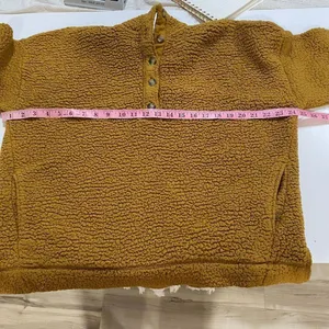Aerie Sherpa Pullover Small Mustard Fleece Oversized Cozy thumbnail 5