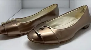Anne Klein Bronze Ballet Flats with Chic Gold Buckle - Size 8 thumbnail 1