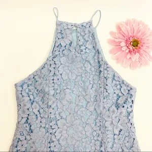 NBD x Revolve Bria Lace Halter Mini Dress: Periwinkle Blue thumbnail 7