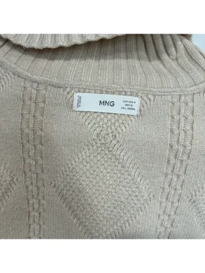 Mango Cable Knit Turtleneck Chunky Sweater M Cream Fisherman Coastal Cottage thumbnail 4