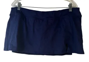 Lands End Navy Blue Swim Skirt‎ Size 16 Built-in Brief Side Slit Skort Swimsuit thumbnail 1