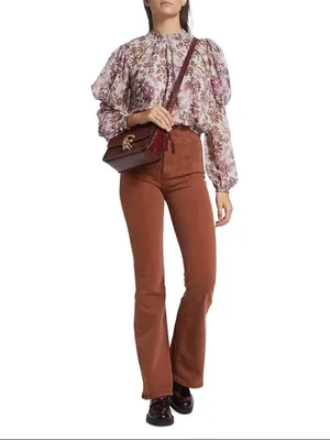 Free People Clarissa Printed Top – Lilac Grey Combo – Size Medium thumbnail 2