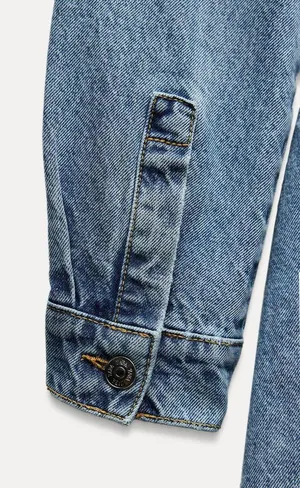 ZARA dress denim long sleeve mini button up casual jean dress thumbnail 5