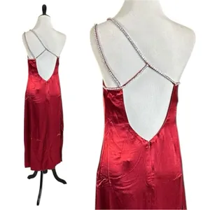 For Love And Lemons Elora Midi Dress Red Medium NWT Evening Party Slit Holiday thumbnail 6