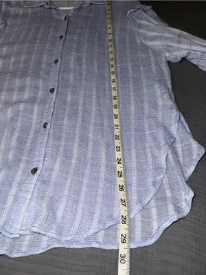 Free People Pale Blue Striped Button-Down Shirt thumbnail 8