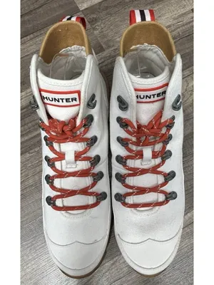 Hunter Boots Women’s 10 White Canvas Desert Commando Hiking Lug Sole EUC thumbnail 4