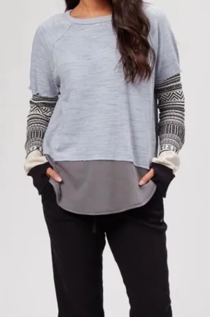 We the Free Jordan Knit Blue Colorblock‎ Boho Sweater thumbnail 1