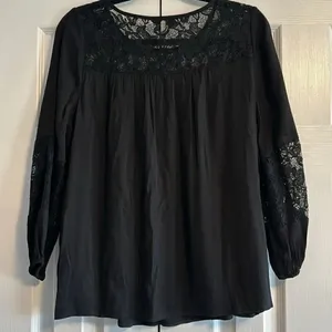Joie Black Long Sleeve with Lace Blouse thumbnail 5