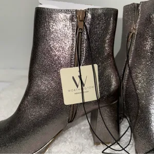 Worthington‎ Women's Silver Metallic Block Heel Ankle Boots Size 8 Medium thumbnail 7