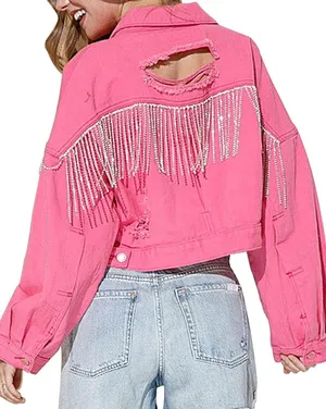Pink Denim Jacket Size M thumbnail 1
