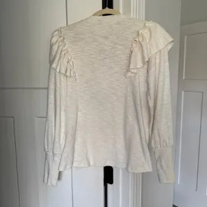 Pilcro Cozy Popover‎ top Anthropologie ivory ruffle v neck blouse thumbnail 6