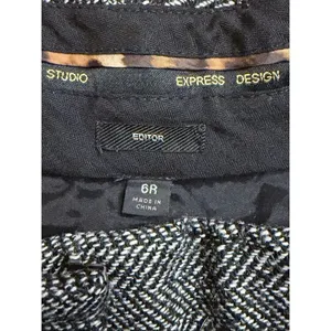 Express Editor Grey Herringbone Wool Blend Straight Leg Pants Size 6R (6678) thumbnail 8