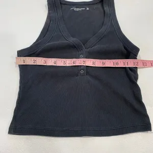 Abercrombie & Fitch XS Black Ribbed Henley Tank Top Y2K Fitted thumbnail 6