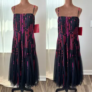 Vintage JS Collections Dress Size 14 NWT Abstract Pleated Mesh Y2K Whimsigoth thumbnail 4