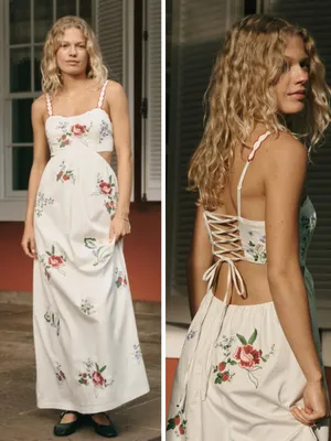 ABERCROMBIE & FITCH Bra-Free Embroidered White Maxi Dress Size XS NEW thumbnail 2