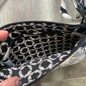 Vera Bradley Retired Camillia Saddle Crossbody Bag Purse Black Grey Floral thumbnail 5