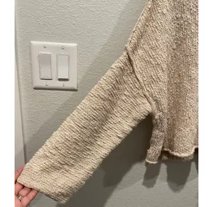 Beige Turtleneck Oversized Knit Sweater thumbnail 4
