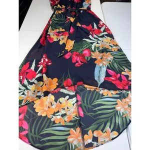 Apt. 9 Navy Blue Tropical‎ Floral High Low Maxi Dress Sleeveless Small thumbnail 3