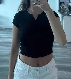 Black Waffle Knit Baby Tee  thumbnail 1