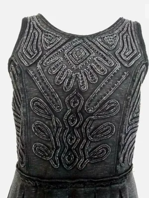 Free People Black Boho Beaded Mini Dress thumbnail 3