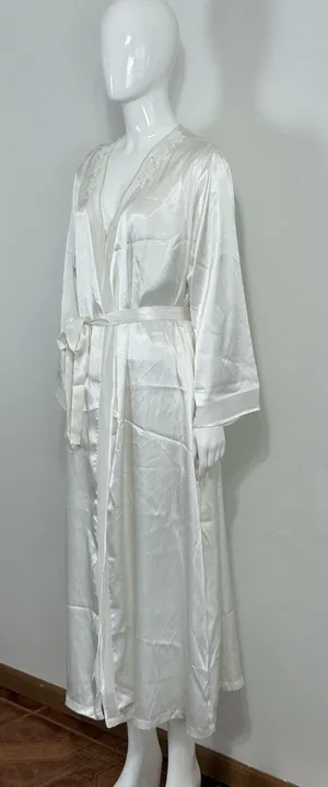 Oscar de la Renta Pink Label Women XL Satin Nightgown Long Robe Set Ivory Bridal thumbnail 1