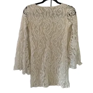 White Long Sleeve Lace Dress Boho Flare Bell Sleeves‎ thumbnail 2