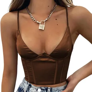 Brown Satin Going Out Top thumbnail 1