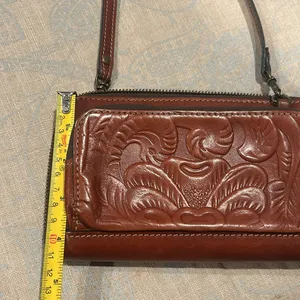 Patricia Nash Brown Pressed Leather Crossbody‎ Bag thumbnail 9
