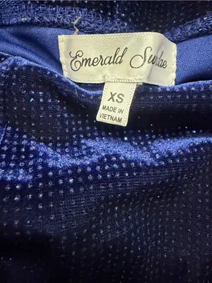 Emerald Sundae XS Navy Blue Glitter Velvet Ruched Ruffle Asymmetric thumbnail 7
