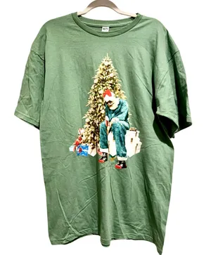 Spectra Graphic Christmas T- Shirt Santa Decked Out By The Christmas Tree thumbnail 1