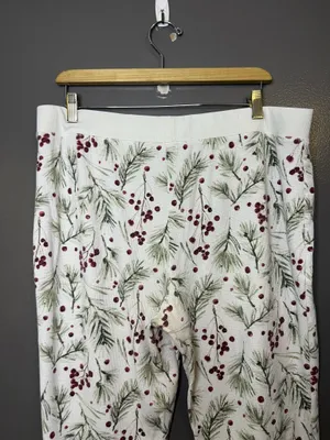 Stars Above Pajama Set Womens XXL White Berry Christmas Thermal Top Pants Lounge thumbnail 14