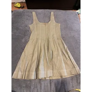 Christian Lacroix Square Neckline Sage Green Mini Dress Size Med NWT Linen Blend thumbnail 9
