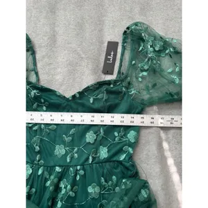 Lulus Darling‎ Charisma Emerald Mesh Embroidered Midi Dress Size Small NWT thumbnail 11