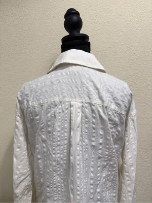 Free People FP Beach Indie White Textured Wrap Shirt Tie Waist Top Large thumbnail 7