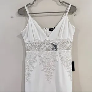NWT Lulus Can't Deny It White Lace Sleeveless Bodycon‎ Midi Dress MEDIUM thumbnail 6