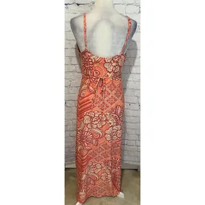 Ambrielle coral pink floral maxi dress adjustable straps Size Large thumbnail 5