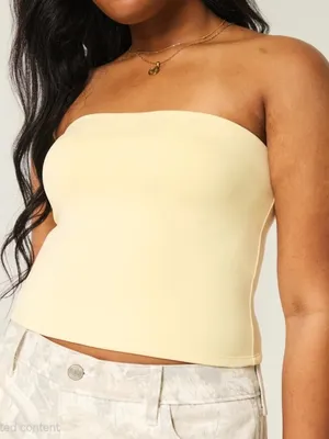 Hollister Soft Stretch Seamless Fabric Tube Top - Butter Yellow - Women's Size M thumbnail 1