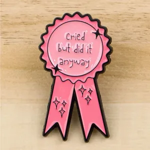 Cried but did it Anyway Pink Ribbon Enamel Pin thumbnail 3
