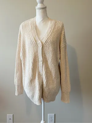 One Grey Day Revolve Oversized Knit Sweater Size Small Cream Cozy Chic NWT thumbnail 2