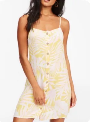 Billabong yellow and pink floral beach dress thumbnail 1