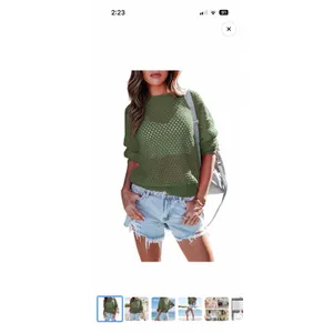 Dokotoo Crewneck Crochet Hollow Out Knit Sweater Green Women’s L thumbnail 4