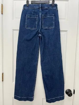 Old Navy Sky-Hi Wide Leg Patch Pocket Jeans Extra High Rise Dark Wash - Size 4 thumbnail 5