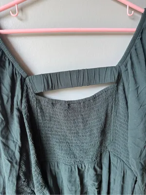 Old Navy Women’s Smocked Peplum Blouse Puff Sleeve Cottagecore Boho Fairy Green XXL thumbnail 7