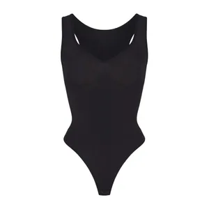 Skims Seamless Sculpt Scoop Neck Thong Bodysuit In Onyx NWOT Thick strap Size XS thumbnail 4